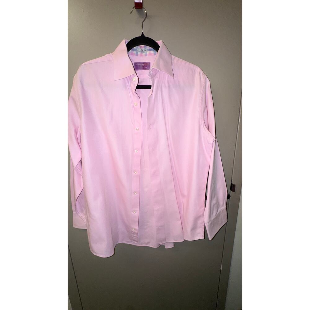 Lorenzo Uomo Men's Pink Dress Shirt – 100% Cotton, Trim Fit